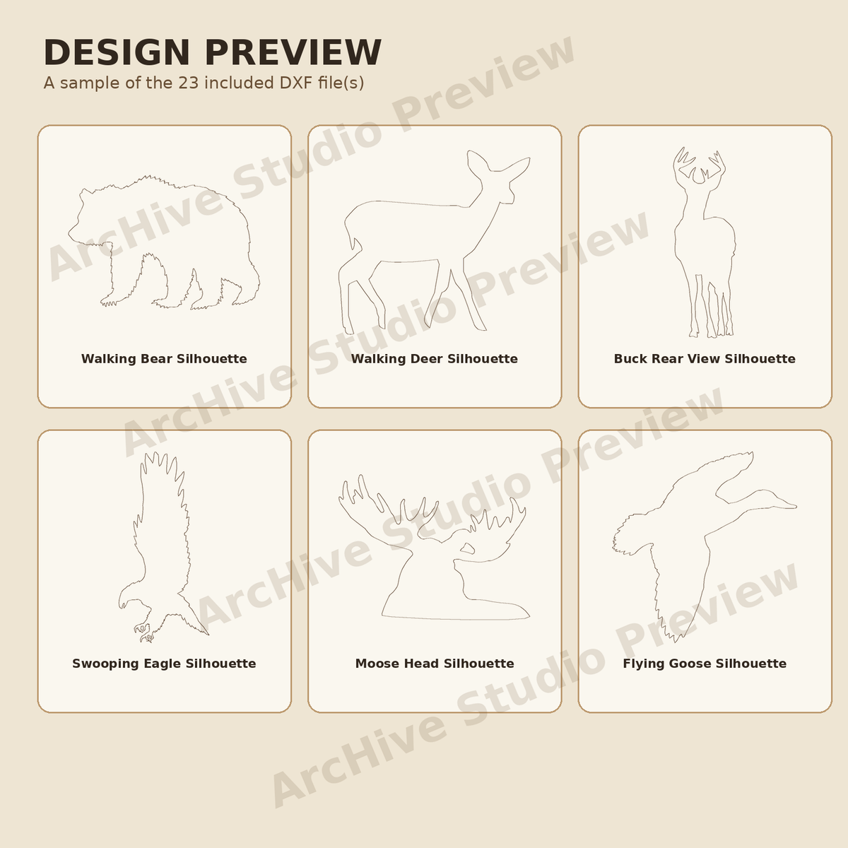 Animal Silhouettes DXF Bundle – 23 Cut-Friendly Wildlife Files design preview