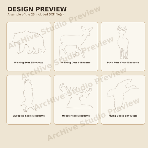 Animal Silhouettes DXF Bundle – 23 Cut-Friendly Wildlife Files design preview