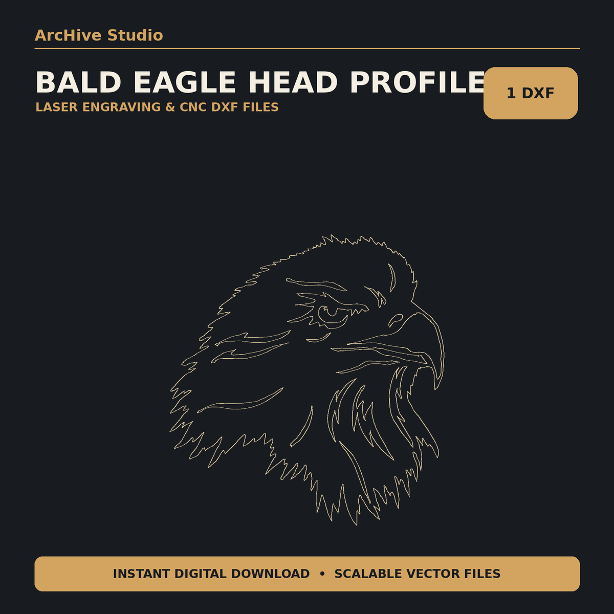 Bald Eagle Head Profile DXF – Patriotic Wildlife Engraving File cover image