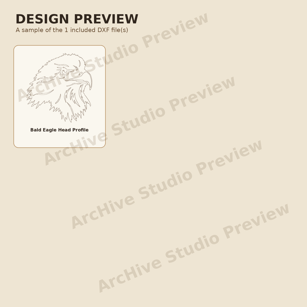 Bald Eagle Head Profile DXF – Patriotic Wildlife Engraving File design preview