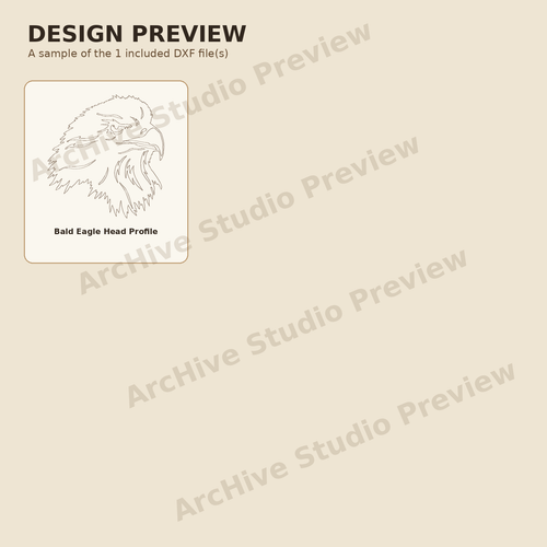 Bald Eagle Head Profile DXF – Patriotic Wildlife Engraving File design preview