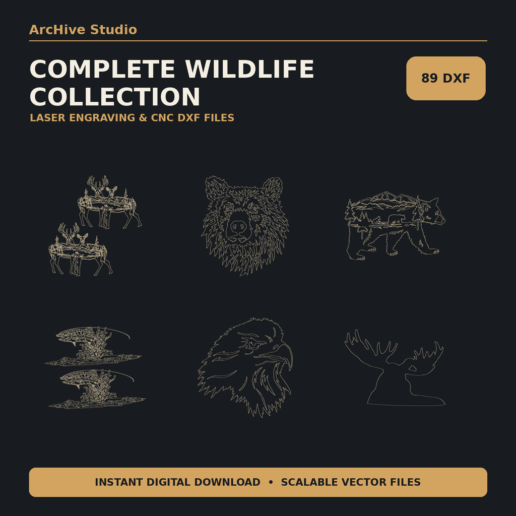 ArcHive Studio Complete Wildlife DXF Collection – 89 digital files