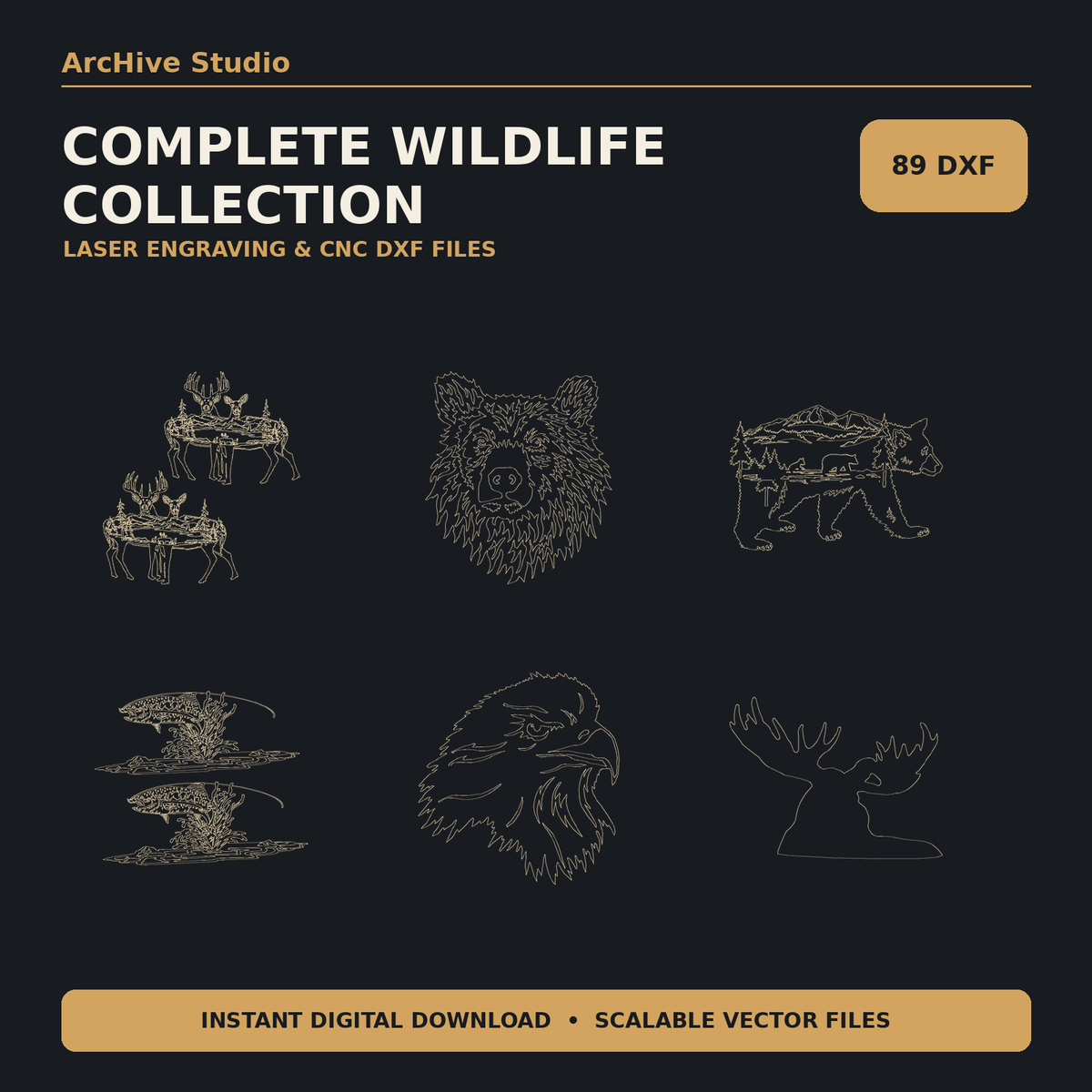 ArcHive Studio Complete Wildlife DXF Collection – 89 digital files