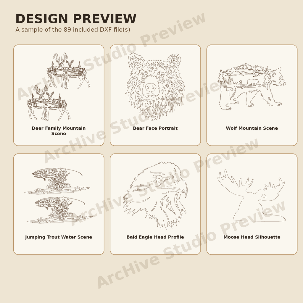 Wildlife DXF design preview