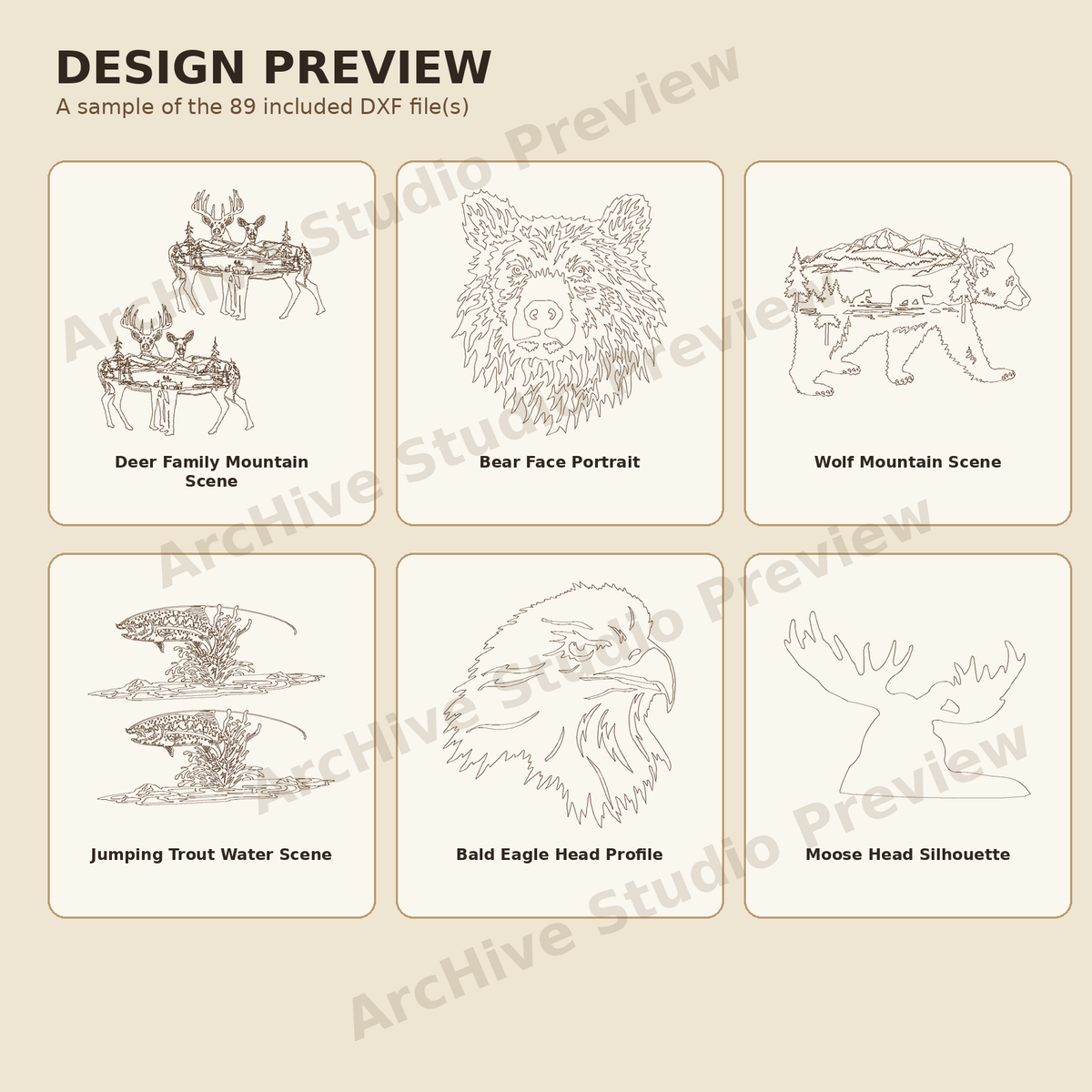 Wildlife DXF design preview