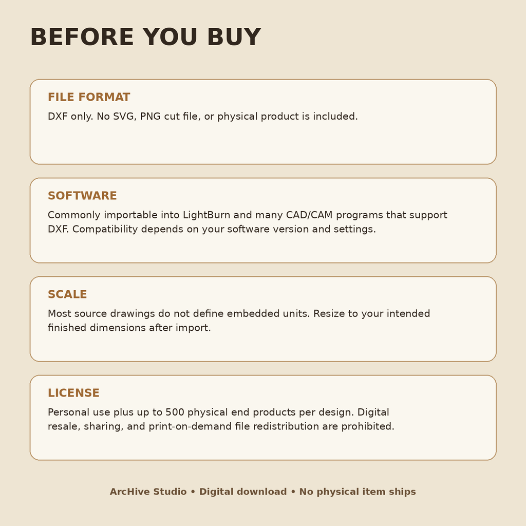 Deer Family Mountain Scene DXF – Wildlife Laser Engraving File format compatibility scale and license details